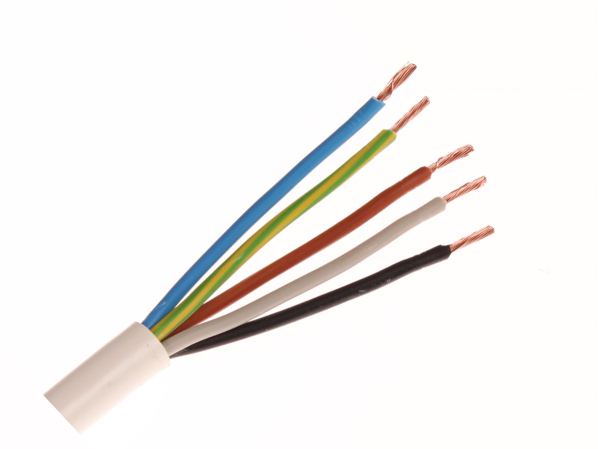 Ledning 5 x G1,50 mm² hvid