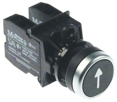 Tryktast sort 1NO/1CO tastende Pil  -  - Indbygningsmål ø22mm