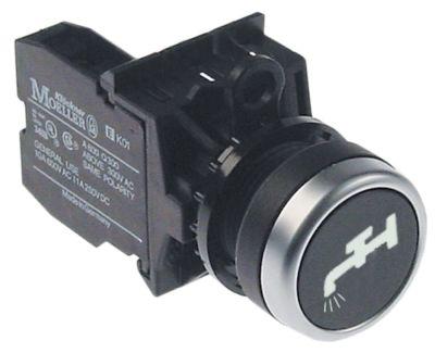 Tryktast sort 1NO tastende Vand  -  - Indbygningsmål ø22mm