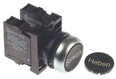 Tryktast sort 1NC/1NO tastende Løft  - Sænk Indbygningsmål ø22mm