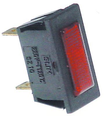 Signallampe Indbygningsmål 27,4x12,4mm 230V rød Tilslutning Fladstik 6,3 mm Temp.best. 120°C