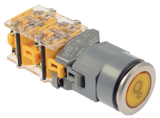 Pressostat 660V gul 3NO/1NC Tilslutning Skrue/F6,3 belyst Oliepumpe Stillinger 0-1 i indgr