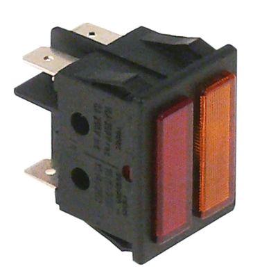Signallampe Indbygningsmål 30x22mm 230V gul/rød Tilslutning Fladstik 6,3 mm
