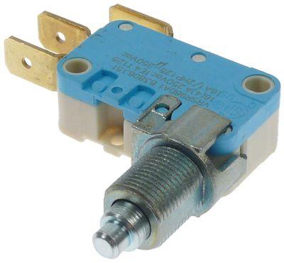 Mikrokontakt stiftbetjent 250V 16A 1NO Tilslutning Fladstik 6,3 mm Gevind M10x0,75