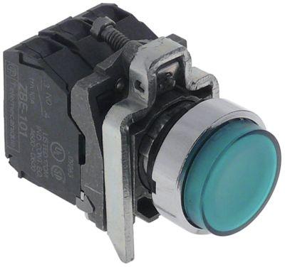 Tryktast 240V grøn 2NO 2-polet 3A belyst Indbygningsmål ø22mm