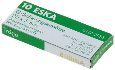 Finsikring Størrelse 5x20mm 8A træg Mærkespænding 250V VPE 10Stk.