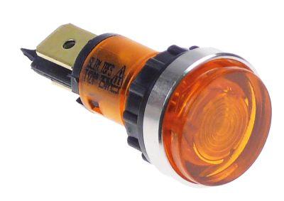 Signallampe ø 12mm 230V gul Tilslutning Fladstik 6,3 mm