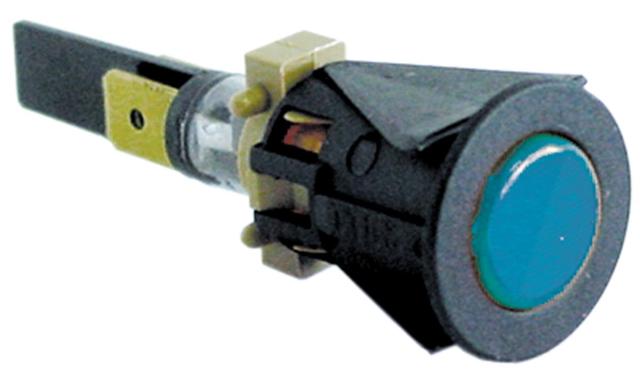 Signallampe ø 16mm 230V blå Tilslutning Fladstik 6,3 mm