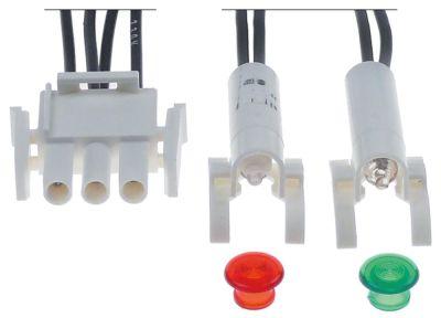 Signallampe ø 8mm 230V rød/grøn Tilslutning Stik Kabellængde 230mm Temp.best. 90°C
