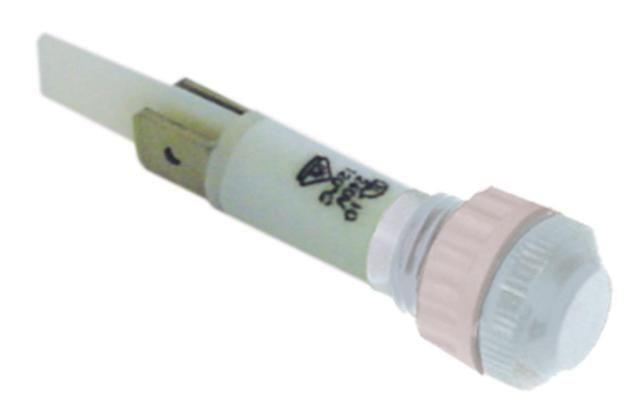 Signallampe ø 10mm 230V gennemsigtig Tilslutning Fladstik 6,3 mm