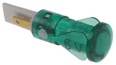 Signallampe ø 10mm 6V grøn Tilslutning Fladstik 2,8mm VPE 1Stk.