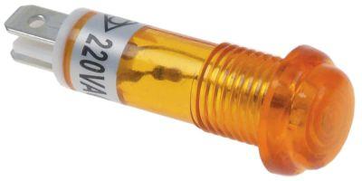 Signallampe ø 14mm 220V gul Tilslutning Fladstik 4,8mm Plastik