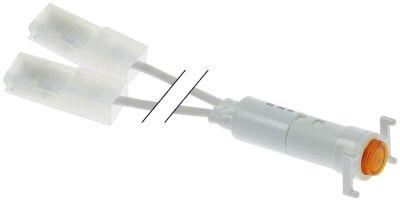 Signallampe ø 85mm 250V gul Tilslutning Fladstik 6,3 mm Kabellængde 260/400mm