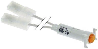 Signallampe ø 85mm 250V gul Tilslutning Fladstik 6,3 mm Kabellængde 260mm