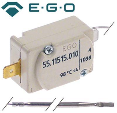 Sikkerhedstermostat Frakoblingstemp. 98°C 1-polet 16A Føler ø 31mm Føler L 248mm Kapillærrør