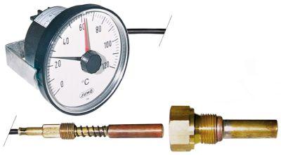 Termostat Arbejdsområde 0-120°C Indbygning ø 80mm Føler L 32mm Føler ø 10mm Pakdåse M10x1