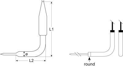 Kernetemperaturføler Termoelement K (NiCr-Ni) Kabel PTFE Føler -40 til +250°C Føler ø3,5x100mm