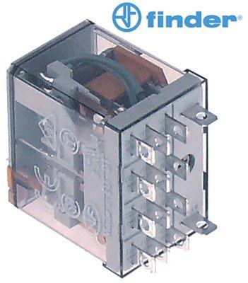 Effektrelæ FINDER 230VAC 12A 4CO Tilslutning F4,8 250V Stiktilslutning Modulmål 10mm