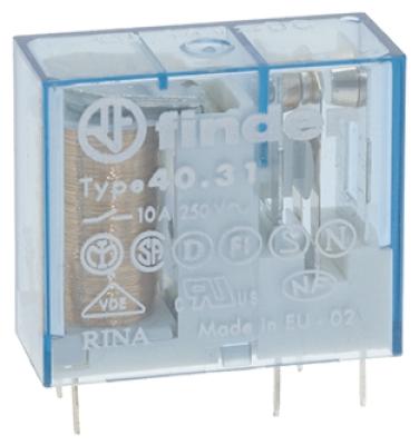 Printrelæ FINDER  - ved 250V 10A 1CO Tilslutning Stifter Spoletype 14VDC Modulmål 3,5mm