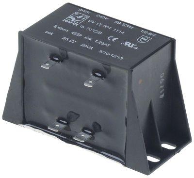 Transformator Primær 240V sekundær 26,5V 20VA sekundær 1,25A 50-60Hz
