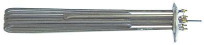 Varmelegeme 8000W 230V L 375mm 3-hulsflange Tilslutning M4 Rør ø 6mm VK 3 LA 73mm H 42mm