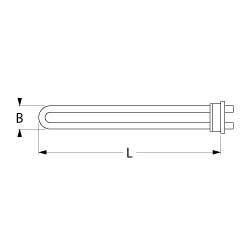 Varmelegeme 2500W 230V L 455mm Tilslutning Fladstik 6,3 mm Rør ø 85mm VK 1 B 37mm