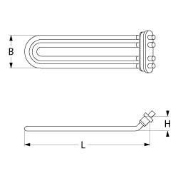 Varmelegeme 4500W 230V L 170mm Ekspansionsflange Tilslutning Fladstik 6,3 mm VK 3 H 45mm B 59mm