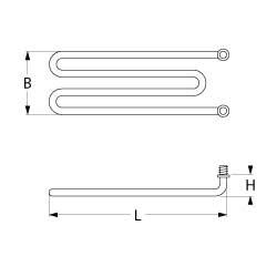 Varmelegeme 2500W 230V L 313mm 2-huls fastgørelse Tilslutning Fladstik 6,3 mm Gevind M10