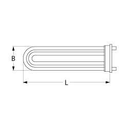 Varmelegeme 2500W 230V L 285mm Ekspansionsflange Tilslutning Fladstik 6,3 mm Rør ø 85mm VK 2 B 65mm