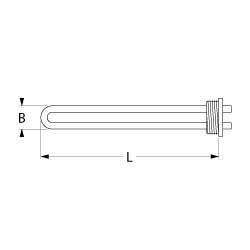 Varmelegeme 1000W 220V L 205mm Skrueflange Tilslutning Fladstik 6,3 mm Gevind 3/4