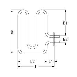 Varmelegeme 2700W 380V L 450mm L1 115mm L2 335mm B1 370mm B2 60mm Firkantflange