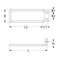 Varmelegeme 900W 230V L 430mm L1 55mm L2 375mm B1 30mm B2 62mm Firkantflange