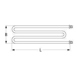 Varmelegeme 2700W 230V L 350mm 2-huls fastgørelse Tilslutning Fladstik 6,3 mm Gevind 1/4