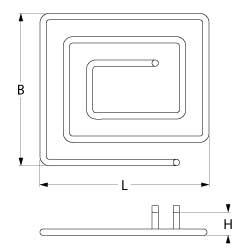 Varmelegeme 2000W 400V L 340mm Tilslutning M4 Rør ø 65mm H 80mm B 250mm AL 25mm IP udvendig