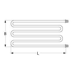 Varmelegeme 3000W 400V L 489mm 2-huls fastgørelse Tilslutning M5 Gevind 1/4