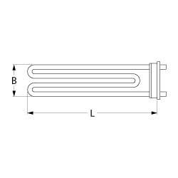 Varmelegeme 2000W 230V L 395mm Ekspansionsflange Tilslutning Fladstik 6,3 mm Rør ø 85mm VK 1 B 57mm