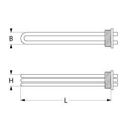 Varmelegeme 7500W 230V L 480mm Skrueflange Tilslutning Fladstik 6,3 mm Gevind 1½