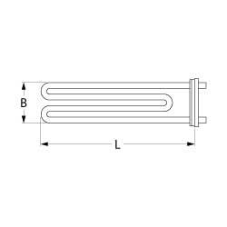 Varmelegeme 2000W 230V L 300mm Trykflange Tilslutning Fladstik 6,3 mm Rør ø 63mm VK 1 B 41mm