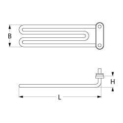 Varmelegeme 1850-2020W 230-240V L 245mm Ekspansionsflange Tilslutning Fladstik 6,3 mm