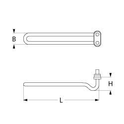 Varmelegeme 800W 230V L 160mm Trykflange Tilslutning Fladstik 6,3 mm Rør ø 85mm VK 1 H 20mm