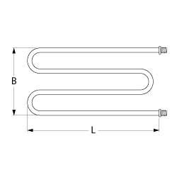 Varmelegeme 1000W 230V L 290mm 2-huls fastgørelse Tilslutning Fladstik 6,3 mm Gevind M12