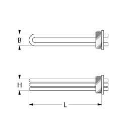 Varmelegeme 6000W 230V L 320mm Skrueflange Tilslutning M4 Gevind 2