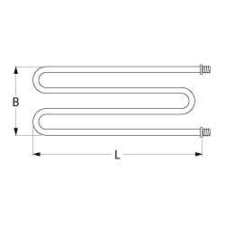 Varmelegeme 1500W 230V L 646mm 2-huls fastgørelse Tilslutning Fladstik 6,3 mm Gevind M10