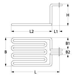 Varmelegeme 2000W 230V L 213mm L1 38mm L2 175mm B1 85mm B2 26mm Firkantflange