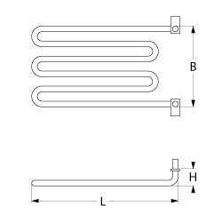 Varmelegeme 1500W 230V L 300mm Pølsesteger Laskefastgørelse Rør ø 63mm VK 1 LA 305mm