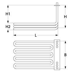 Varmeelementer 8000W 400V VK 3 L 335mm B 150mm H 270mm Firkantflange Tilslutning Kabel