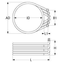 Varmelegeme 24000W 220V 12-huls fastgørelse Gevind M14x1,5