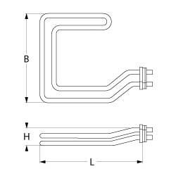 Varmelegeme 2500W 230V L 190mm Trykflange Tilslutning Fladstik 6,3 mm Rør ø 85mm VK 1 H 47mm