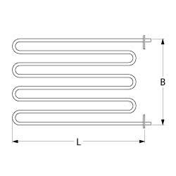 Varmelegeme 1600W 230V L 440mm Laskefastgørelse VK 1 Kabellængde 900mm H 28mm B 145mm Vindinger 5