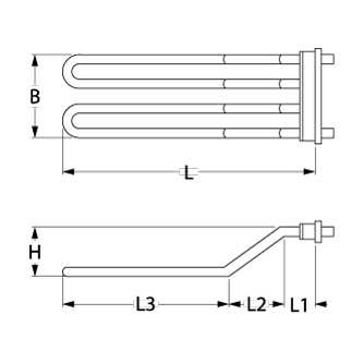 Varmelegeme 4000W 230V L 370mm L1 20mm L2 60mm L3 290mm H1 55mm Ekspansionsflange